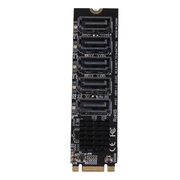 M.2 NGFF B-Key Change 5 Port Expansion Card 6Gbps Expansion Card JM575 Chipset,1 * Expansion card,black