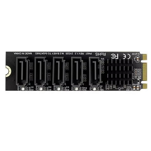 M.2 NGFF B-Key to 5 Port Expansion Card 6Gbps Expansion Card JM575 Chipset Support SSD and HDD,1 x Expansion Card,Black