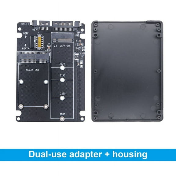 M.2 NGFF MSATA SSD to 3.0 Adapter Card 2 in 1 Converter Card M.2 SSD Adapter Card External Hard Drive Enclosure PCB Black,1 x Adapter Card 1 x Shell