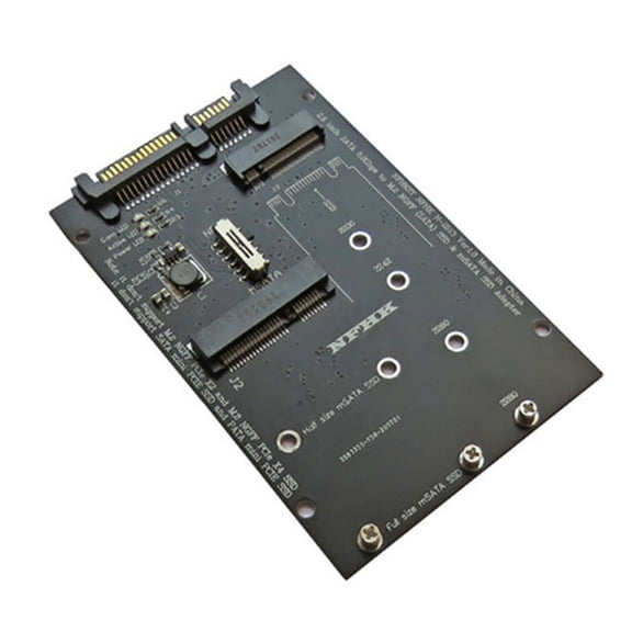M.2 NGFF MSATA SSD to 2.5 Inch 6.0Gbps 2 in 1 Adapter Converter Card Support PC Laptop Hard Disk Diagram,1 x SATA III Board Adapter,Black