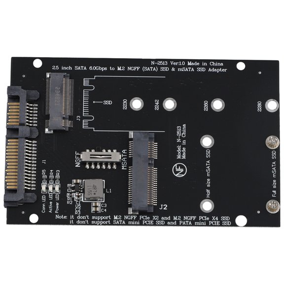 M.2 NGFF MSATA SSD to 2.5Inch 3.0 Adapter 2 in 1 Converter Card for PC Laptop