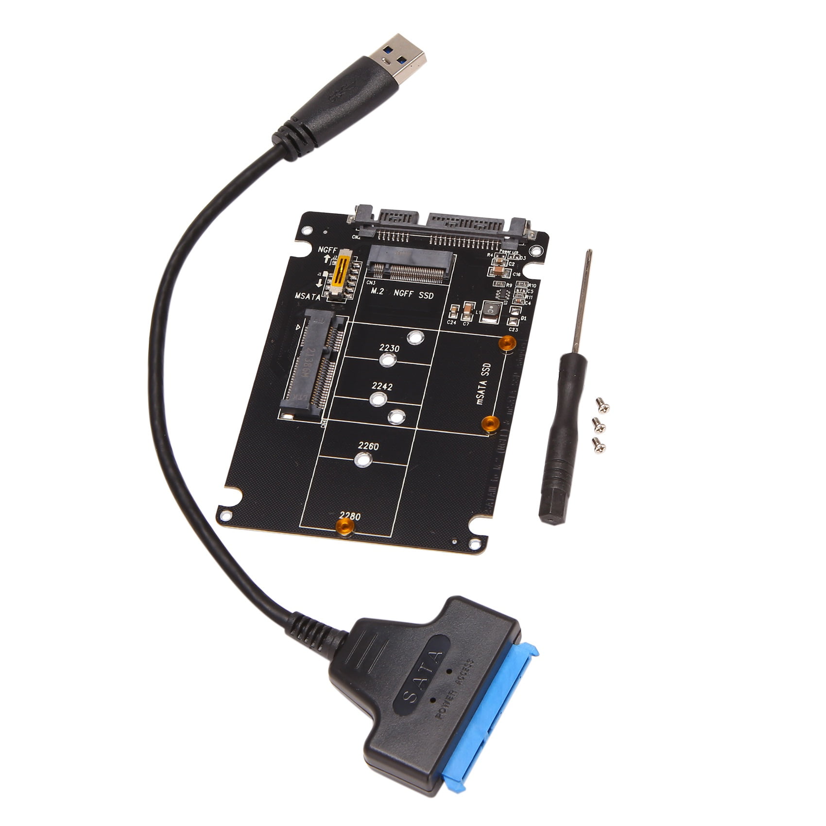 M.2 NGFF MSATA to USB 3.0 Adapter Converter Reader Card with SATA Cable