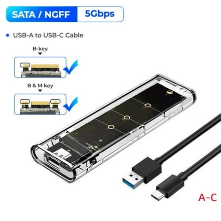 M.2 NGFF SATA SSD Enclosure Adapter USB 3.1 Gen1 5Gbps to NGFF SATA Solid State Drive External Enclosure for SSD 2242/2260/2280