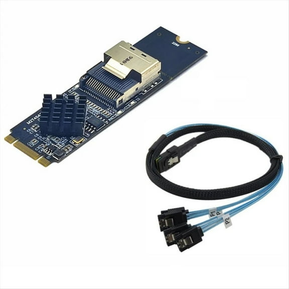 M.2 NVME to Mini SAS SFF-8087 Expansion Card Support 4 Port SATA3.0 6Gbps HDD SSD SATA Controller SFF8087 to M2 NVME,1 x Expansion Card 1 x Mini SAS to 4 SATA 3.0 Cable,Black