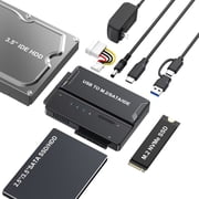 M.2 NVMe / SATA / IDE 3-in-1 Enclosure, Tool-Free Portable 10Gbps USB 3.2 External Hard Drive Reader Adapter for M.2 NVMe SSD 2230/2242/2260/2280, M.2 SATA SSD, 2.5"/3.5" SATA HDD/SSD 3.5" IDE HDD