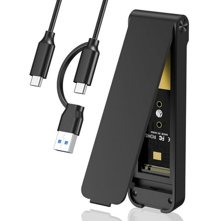 M.2 NVMe SSD Enclosure, M.2 NVMe to USB Adapter, USB 3.2 Gen 2 (10Gbps) SSD Reader for M & M+B Key, Sandwich Style Design, Tool-Free Installation, Support UASP Trim for NVME SSDs 2230/2242/2260/2280