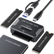 M.2 NVMe SATA SSD Enclosure, USB 3.2 Gen 2 10Gbps SSD Adapter for M.2 NVMe SATA M-Key B+M Key SSD and 2.5 inch SATA HDD SSD, External Hard Drive Reader Supports 2230 2242 2260 2280 22110