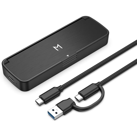 M.2 NVMe SSD Enclosure USB 3.2 Gen 2 10Gbps, Tool-Free External SSD Case Reader,  Cooling, Compatible with +B Key NVMe SSD, Fit 2230/2242/2262/2280 (Black)