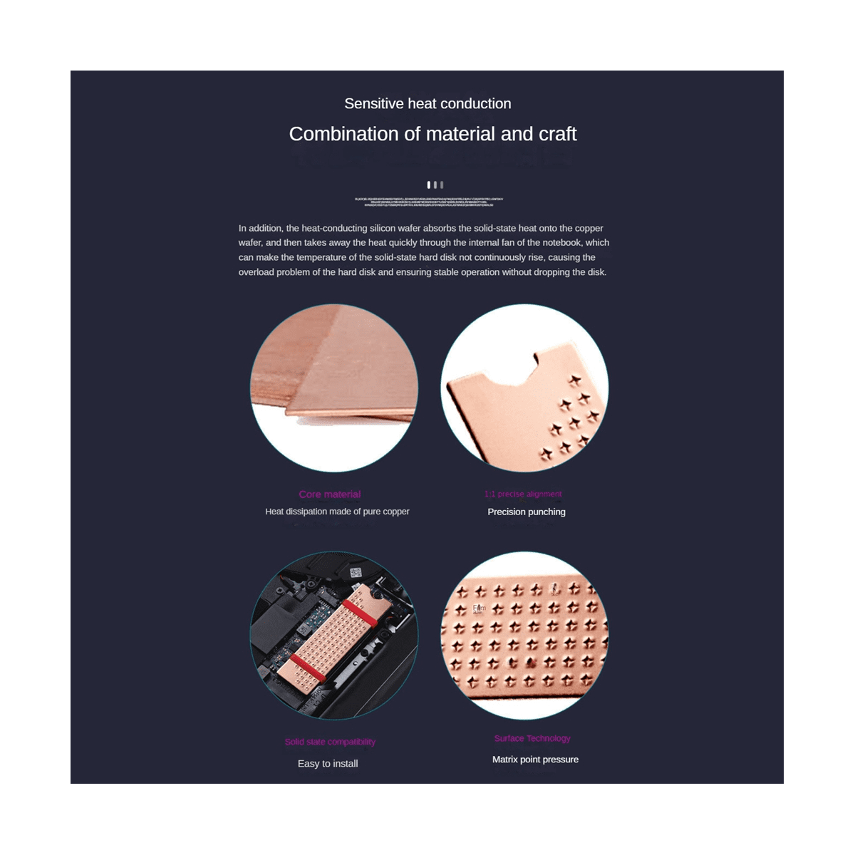 M.2 NVMe SSD Heat Sink 2mm for M2 2280 Solid State Hard Disk Copper