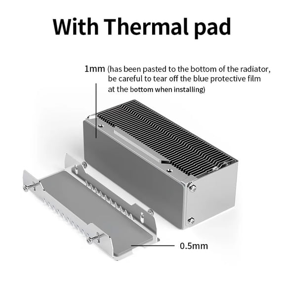 M.2 NVMe SSD Heatsink, All-Metal Passive Cooling Radiator with Thermal Pads, M.2 2280 SSD Cooler for PC/PS5, High Thermal Conductivity Heat Dissipation Fin Design