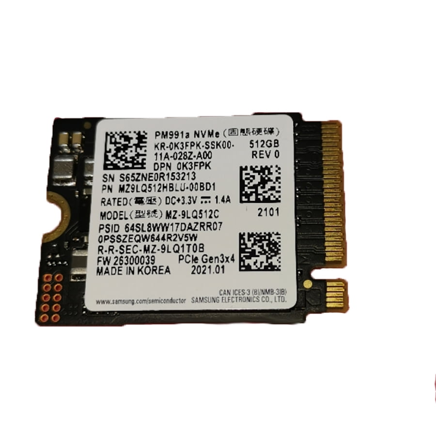 Samsung PM991 Internal SSD, 256GB PCIe Gen3 x4 NVMe Solid State Drive, M.2  2230 M Key, Speeds up to 2000 MB/s read and 1000 MB/s write, OEM Package 