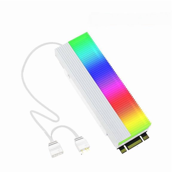 M.2 SSD 2280 ARGB Heasink M.2 Solid State Drive RGB Radiator Hard Drive Cooling Vest 5V M/B SYNC, Blakc/White