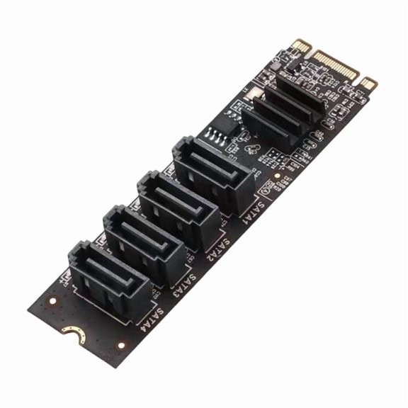 M.2 To 4 Port SATA3.0 Adapter Card Fast Speed Chip Solution For Large Data Needs Supports NVME PCIE Protocol