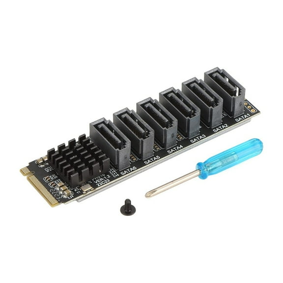 M.2 to SATA3.0 Adapter Card, PCB 6Gbps High Speed ASM1166 PCIE Expansion Card Support 6 Devices