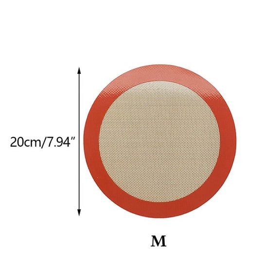 (M 20cm) Non Stick Round Silicone Baking Mat Heat Resistant Cake Pan Liner Baking Sheets Macaron Pizza Bread Baking for Oven Air Fryer