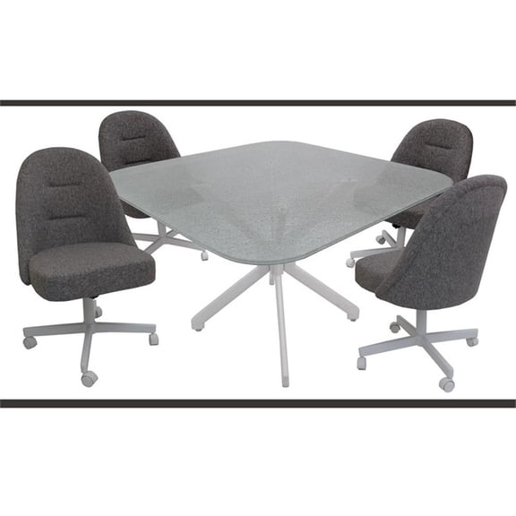 M-235 Dinette Swivel Metal Caster Chairs - Crackle Glass - Mojeva Grey - White
