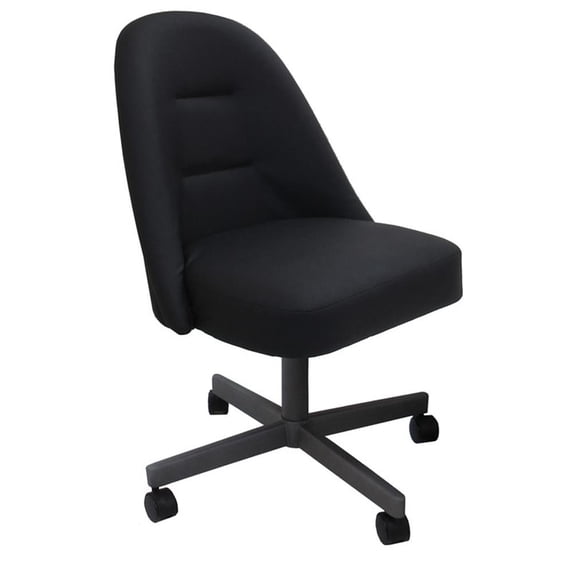 M-235 Swivel Metal Dining Caster Chair - Black Vinyl - Gray Base