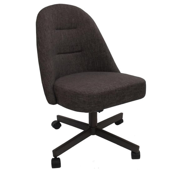 M-235 Swivel Metal Dining Caster Chair - Sanora Brown Fabric - Coffee Base