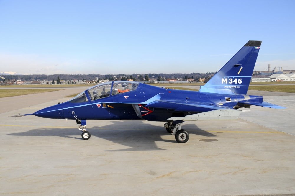 M-346 Master first prototype at Venegono Airport Italy Canvas Art - Riccardo NiccoliStocktrek Images (17 x 12)