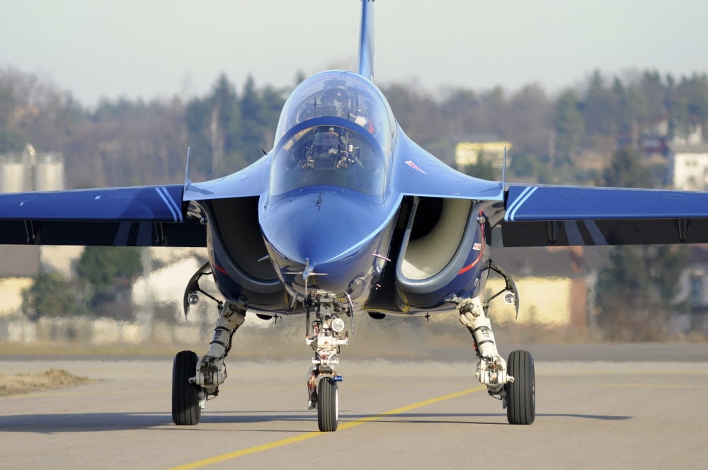 M-346 Master first prototype on the flight line at Venegono Airport Canvas Art - Riccardo NiccoliStocktrek Images (17 x 12)