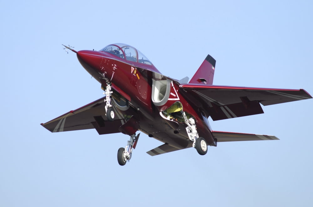 M-346 Master third prototype taking off from Venegono Airport Italy Canvas Art - Riccardo NiccoliStocktrek Images (17 x 12)
