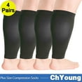 thumbnail image 1 of 4Pack M Extra Wide Calf Compression Stockings for Women & Men, Plus Size Compression Sleeve Socks 20-30 mmHg, Knee High Toeless to Prevent Swelling, Pain, 1 of 11