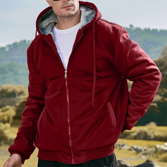 M-4X Big & Tall Jackets for Men Plus Size Fleece Lined Zip Up Hoodies & Sweatshirts with Pockets Long Sleeve Color Block Thermal Warm Outerwear Coats