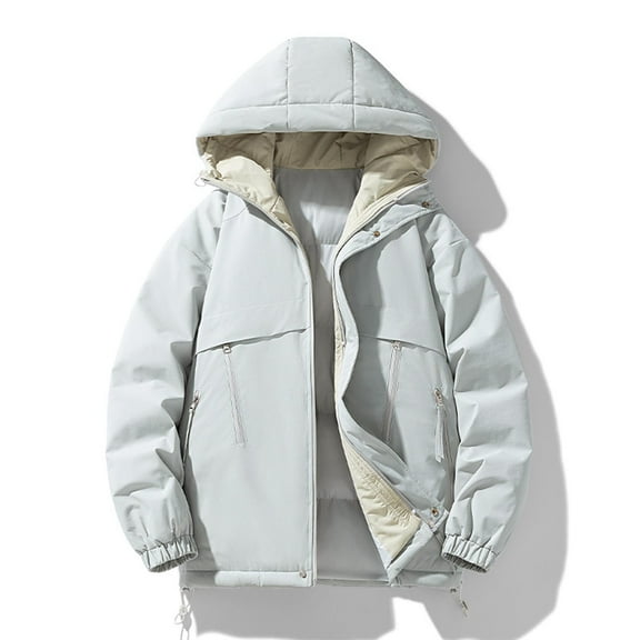 M-4X Big & Tall Quilted Jackets for Men Plus Size Zip Up Winter Coats with Zipper Pockets and Hooded Long Sleeve Solid Thermal Warm Puffer Jacket