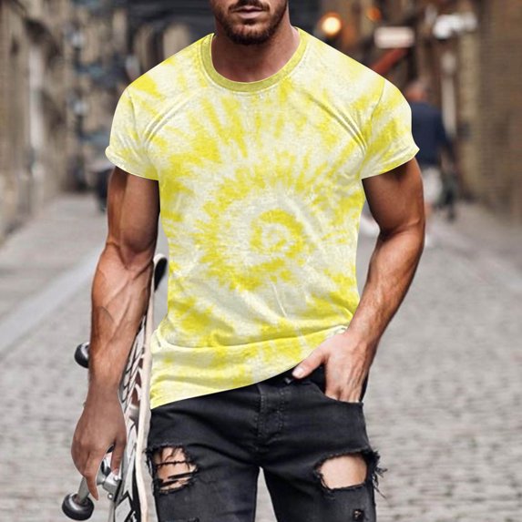 M-4X Big & Tall T Shirts for Men Plus Size Short Sleeve Crewneck Tees Tops Mens Trendy Tie-Dye Pullover Slim Basic Going-Out Streetwear Tshirts Shirt