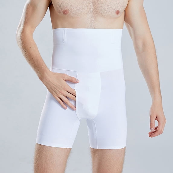 M-4X Compression Shorts for Men Plus Size Big & Tall High Waisted Shapewear Waist Trainers Underwear Mens Solid Body Shaper Boxer Briefs Clearance