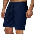 thumbnail image 1 of M-4X Mens Beach Shorts Big & Tall Plus Size Lightweight Quick-Dry Drawstring Elastic Waist Wide Leg Solid Loungewear Short with Pocket, 1 of 3
