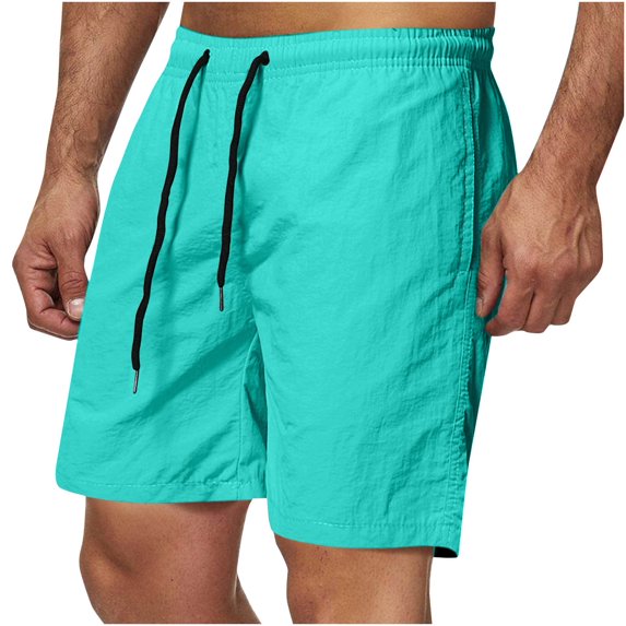 M-4X Mens Beach Shorts Big & Tall Plus Size Lightweight Quick-Dry Drawstring Elastic Waist Wide Leg Solid Loungewear Short with Pocket