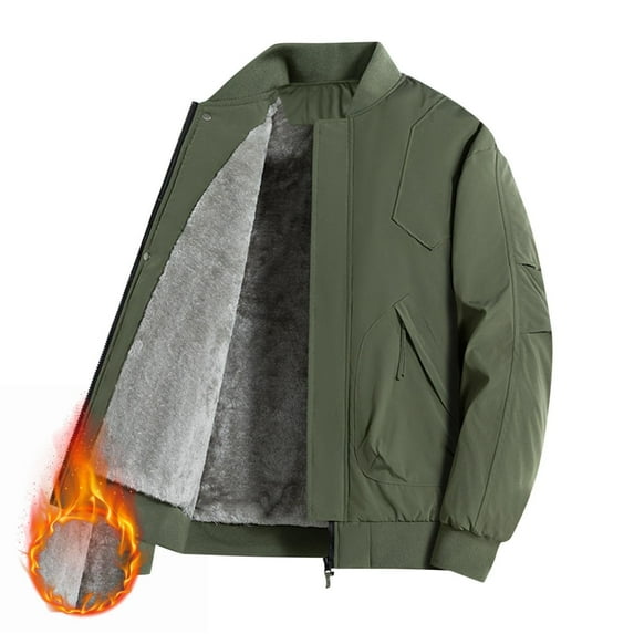 M-4X Mens Big & Tall Jackets with Zipper Pockets Plus Size Fleece Lined Coats Thermal Warm Long Sleeve Zip Up Mock Neck Work Winter Outerwear Jacket