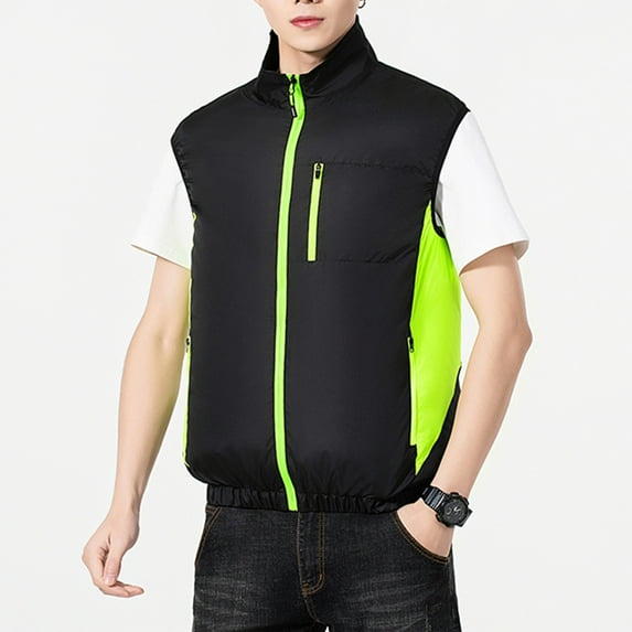 M-4X Mens Big & Tall Vests with Pockets and Fans Plus Size Zip-Up Sleeveless Tanks Breathable Solid Waterproof Cooling Fishing Hiking Vest