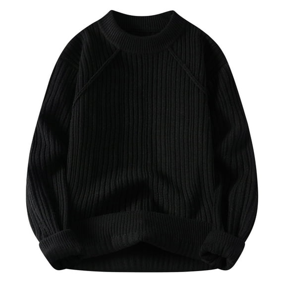 M-4X Mens Plus Size Sweaters Long Sleeve Crewneck Big & Tall Sweatshirts Casual Solid Color Stretchy Pullover Chunky Knitted Warm Sweater Tops