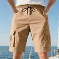 thumbnail image 1 of M-4X Plus Size Cargo Shorts for Men with Multi-Pockets Big & Tall Drawstring Elastic Waist Straight Leg Solid Color Casual Hiking Work Short, 1 of 7