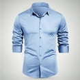 thumbnail image 1 of M-4X Plus Size Dress Shirts for Men Long Sleeve Big & Tall Slim-Fit T-Shirts Mens Formal Solid Color Button-Down Collared Business Work Tops, 1 of 6