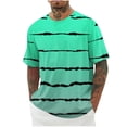 thumbnail image 1 of M-4X Plus Size Mens Big & Tall T Shirts Short Sleeve Crewneck Tees Tops Casual Stripe Printed Pullover Breathable Athletic Workout Tshirts Shirt, 1 of 2