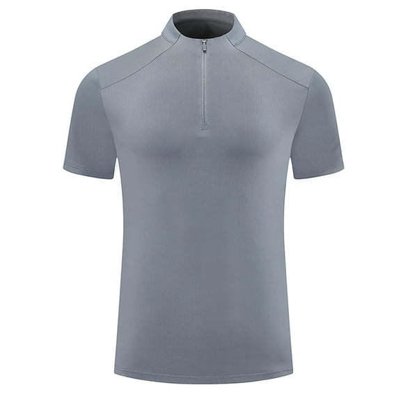 M-4X Plus Size Mens Big & Tall T Shirts with Zipper Mock Neck Short Sleeve Tees Tops Casual Solid Color Stretchy Slim Pullover Athletic Tshirts Shirt