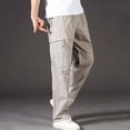 thumbnail image 1 of M-4X Plus Size Mens Cargo Pants Big & Tall Straight Leg Trousers with Multi-Pockets Slim-Fit Elastic Waist Solid Color Relaxed Hiking Pant, 1 of 5