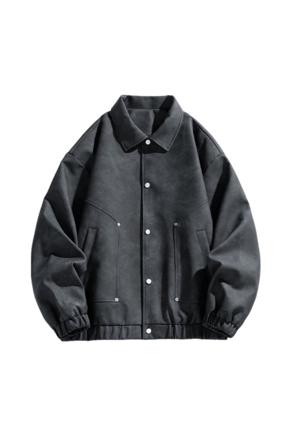 M-4X Plus Size Mens Womens PU-Leather Jackets Big & Tall Coats with Pockets Unisex Couples Trendy Long Sleeve Button-Down Collar Motorcycle Jacket