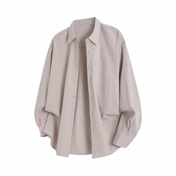 M-4X Plus Size Shirts for Men with Pocket Long Sleeve Tshirts Shirt Big & Tall Slim-Fit Button-Down Collared Casual Solid Office Work Shackets Tops