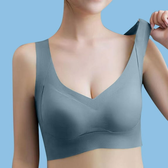 M-4X Plus Size Sports Bras for Women Lightweight Wireless Push Up Bralettes Breathable Stretchy Pullover Solid Color Athletic Workout Underwear Bra