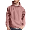 thumbnail image 1 of M-4X Plus Size Sueded Hoodies for Men with Front Pocket Big & Tall Sweatshirts Mens Casual Solid Color Long Sleeve Pullover Vintage Hoodie Tops, 1 of 4
