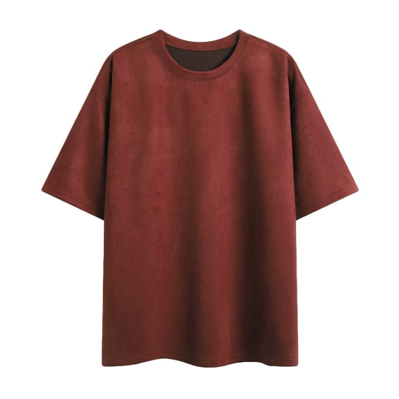 M-4X Plus Size Sueded T Shirts for Men Big & Tall Short Sleeve Crewneck Tees Tops Mens Pullover Solid Color Drop Shoulder Streetwear Tshirts Shirt