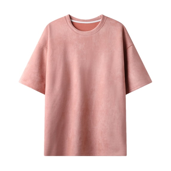 M-4X Plus Size Sueded T Shirts for Men Big & Tall Short Sleeve Crewneck Tees Tops Mens Pullover Solid Color Drop Shoulder Streetwear Tshirts Shirt
