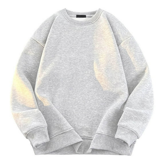 M-4X Plus Size Sweatshirts for Men Fleece Lined Long Sleeve Shirts Big & Tall Mens Casual Solid Color Pullover Slim Crewneck Sweatshirt Tops