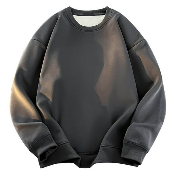 M-4X Plus Size Sweatshirts for Men Fleece Lined Long Sleeve Shirts Big & Tall Mens Casual Solid Color Pullover Slim Crewneck Sweatshirt Tops