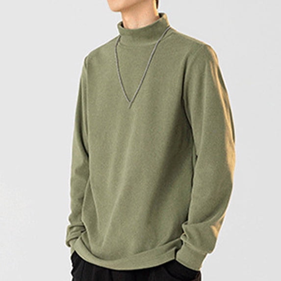 M-4X Plus Size Sweatshirts for Men Long Sleeve Mock Neck Shirts Mens Casual Solid Color Stretchy Slim Pullover Thermal Warm Basic Sweatshirt Tops