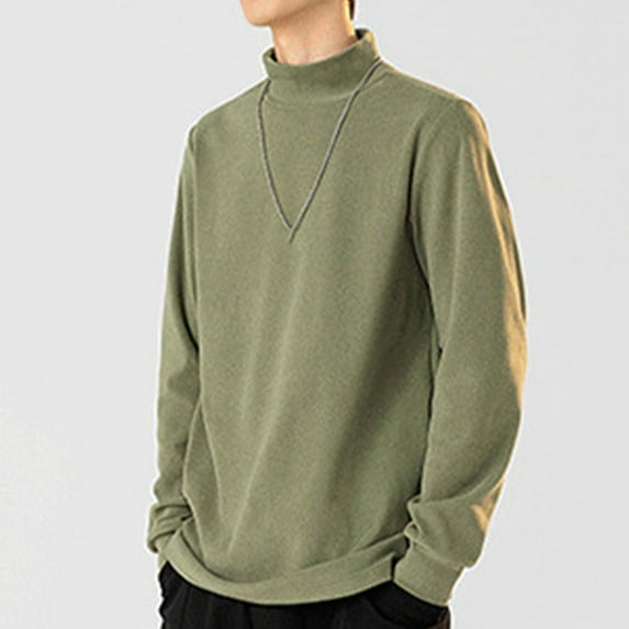 M-4X Plus Size Sweatshirts for Men Long Sleeve Mock Neck T Shirts Big & Tall Pullover Solid Color Stretchy Slim Basic Athletic Workout Thermal Tops